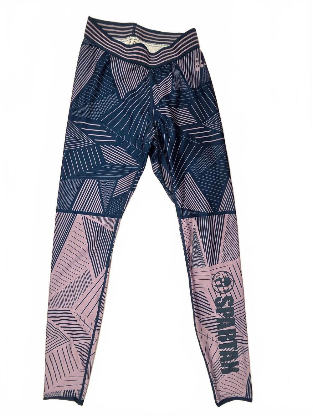 Craft Spartan Race Geometric Print Running Leggings Tights Women's S Navy Lilac